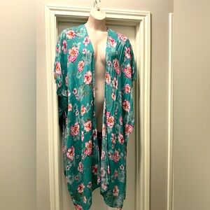 Floral Print Open Front Cardigan Cover-Up, Lightweight Summer